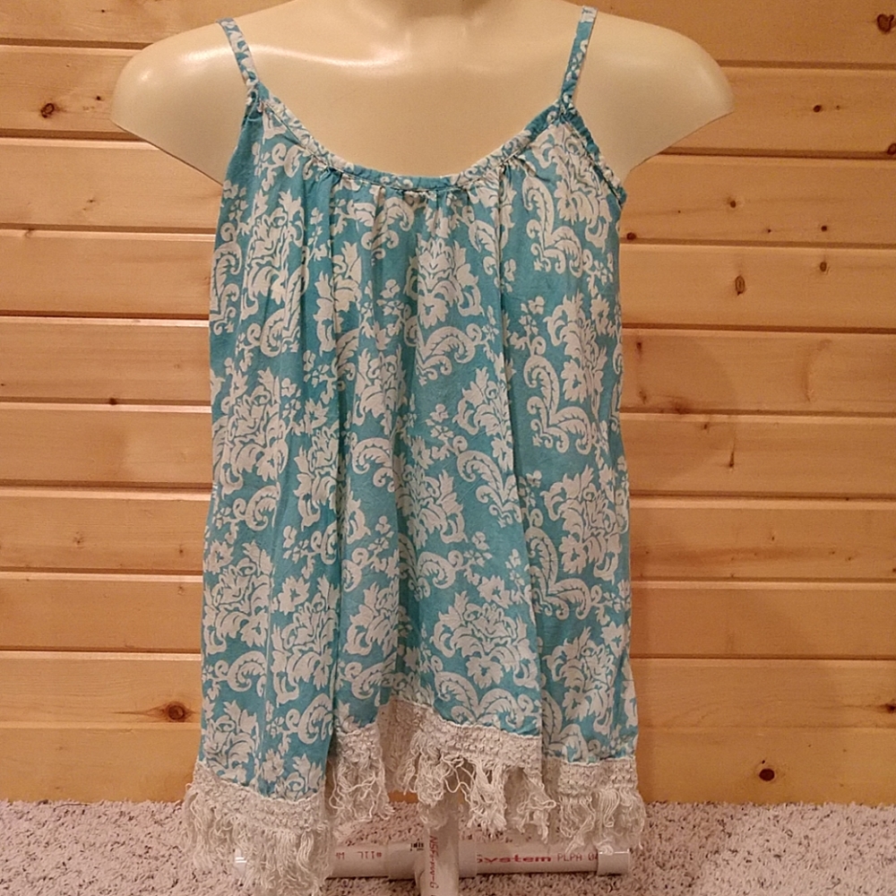 BOHO Z&L aqua tank top w/ adjustable straps small